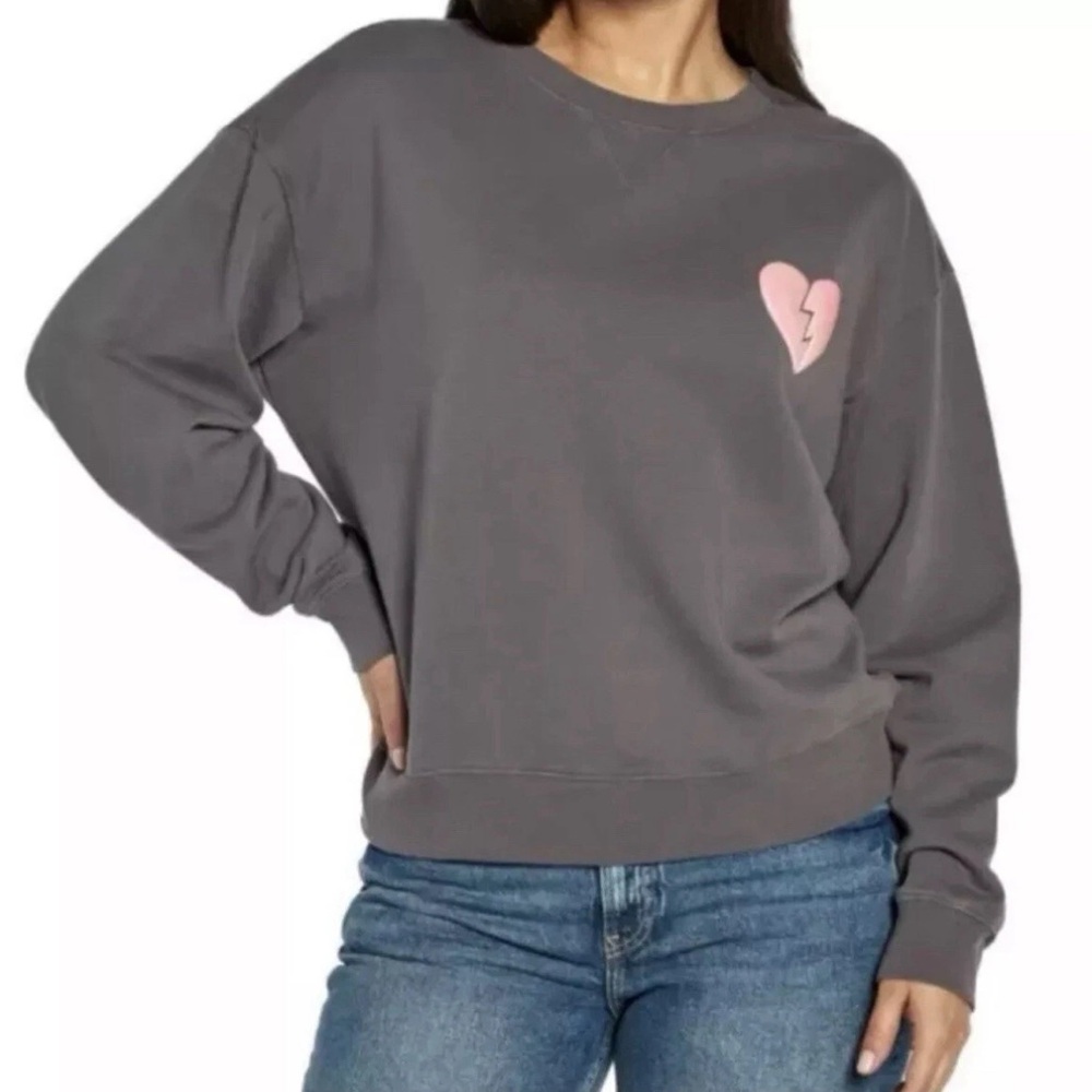 Wildfox Dark Gray Pullover with Pink Heart